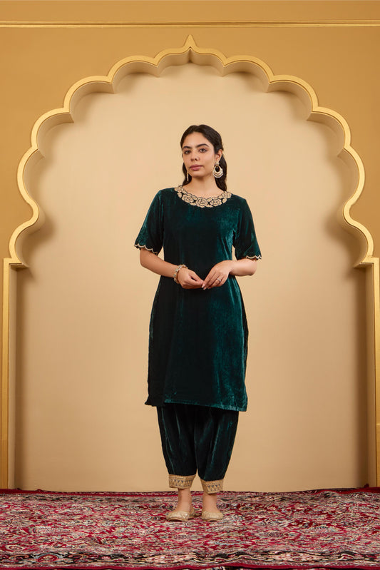 Green Rose Kurta Set