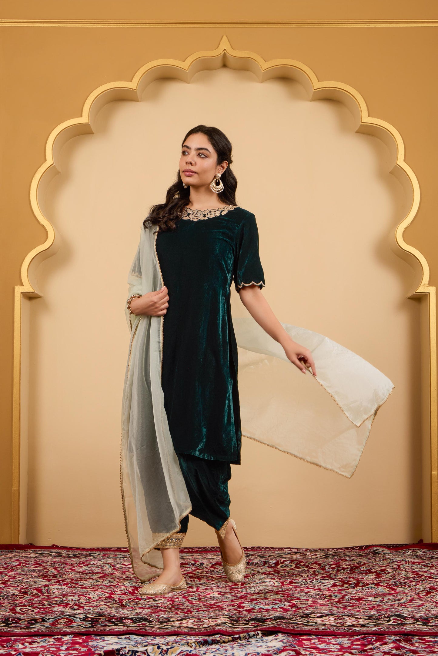 Green Rose Kurta Set