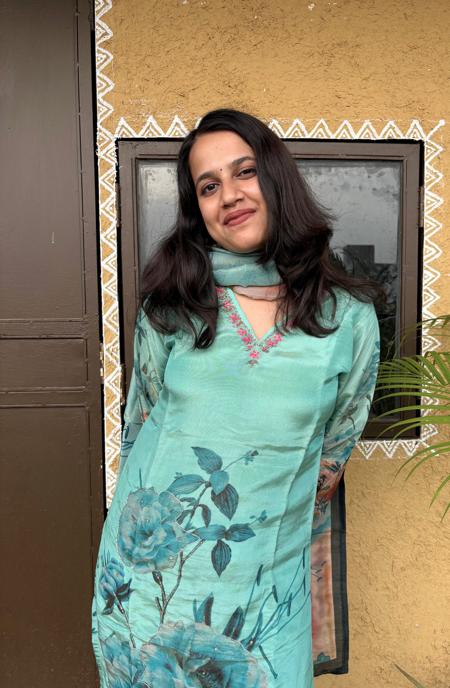 Sea Blue Embroidered Kurta Set