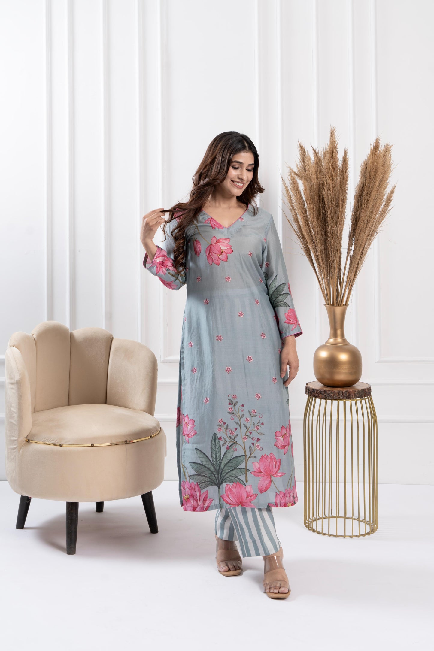 Mint Placement Kurta Set