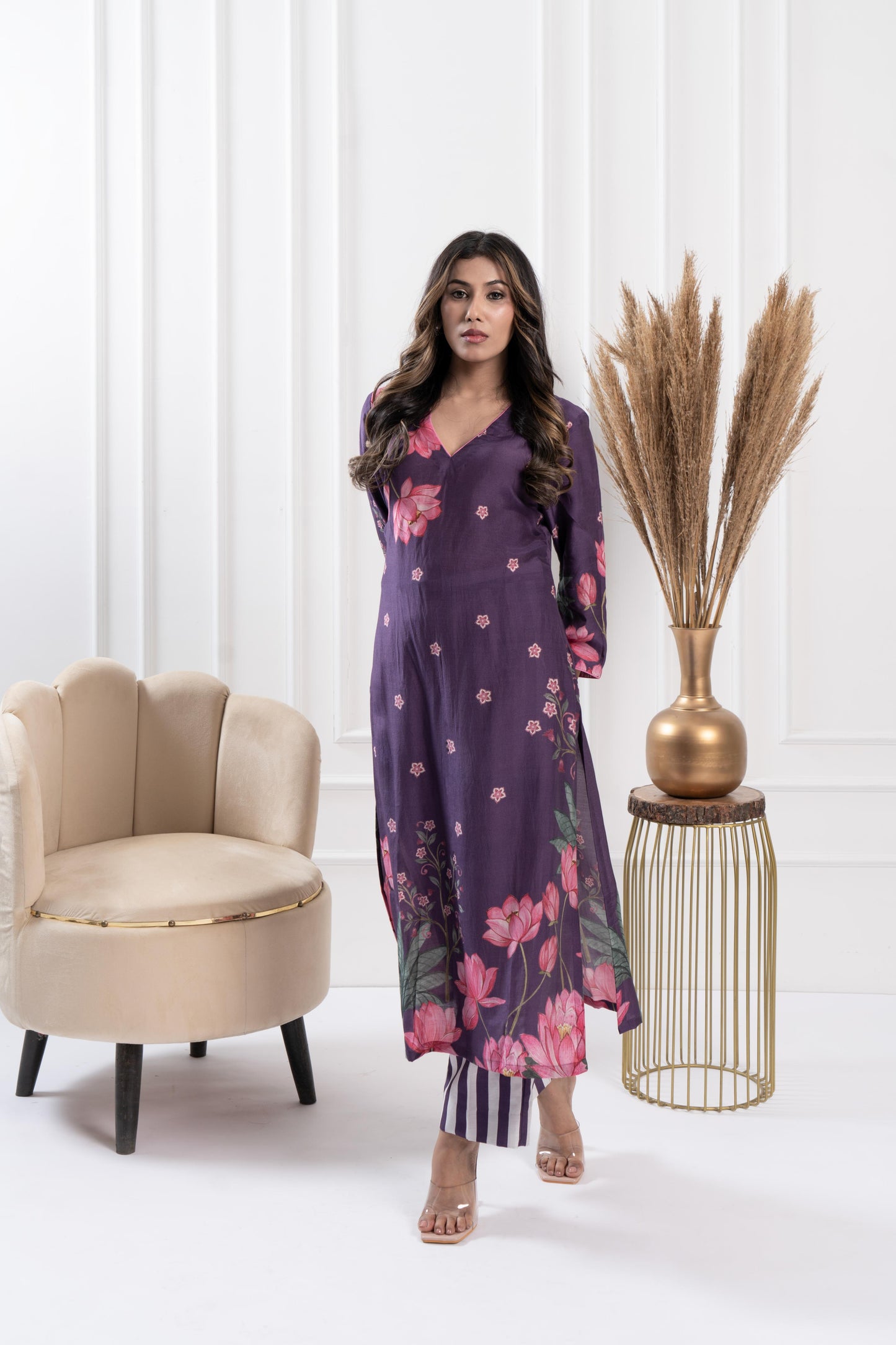 Plum Placement Kurta Set