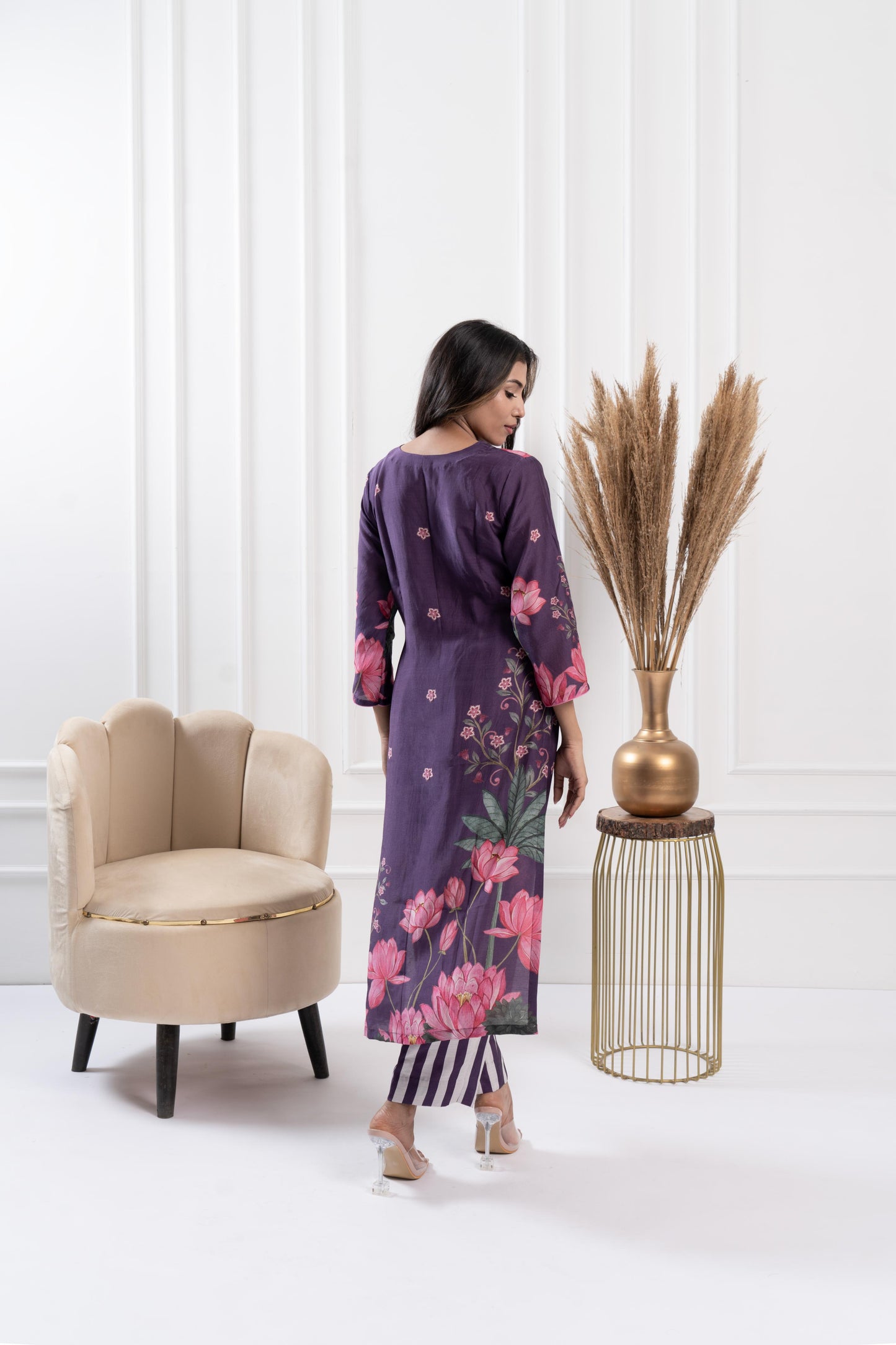 Plum Placement Kurta Set