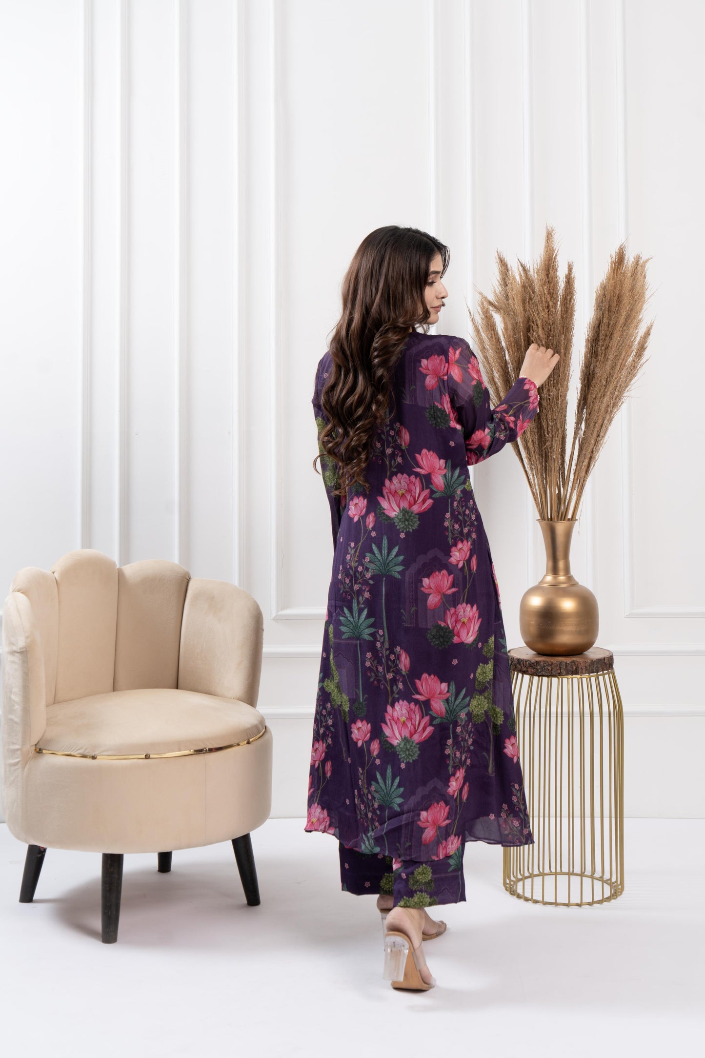 Plum Pintuck Kurta Set