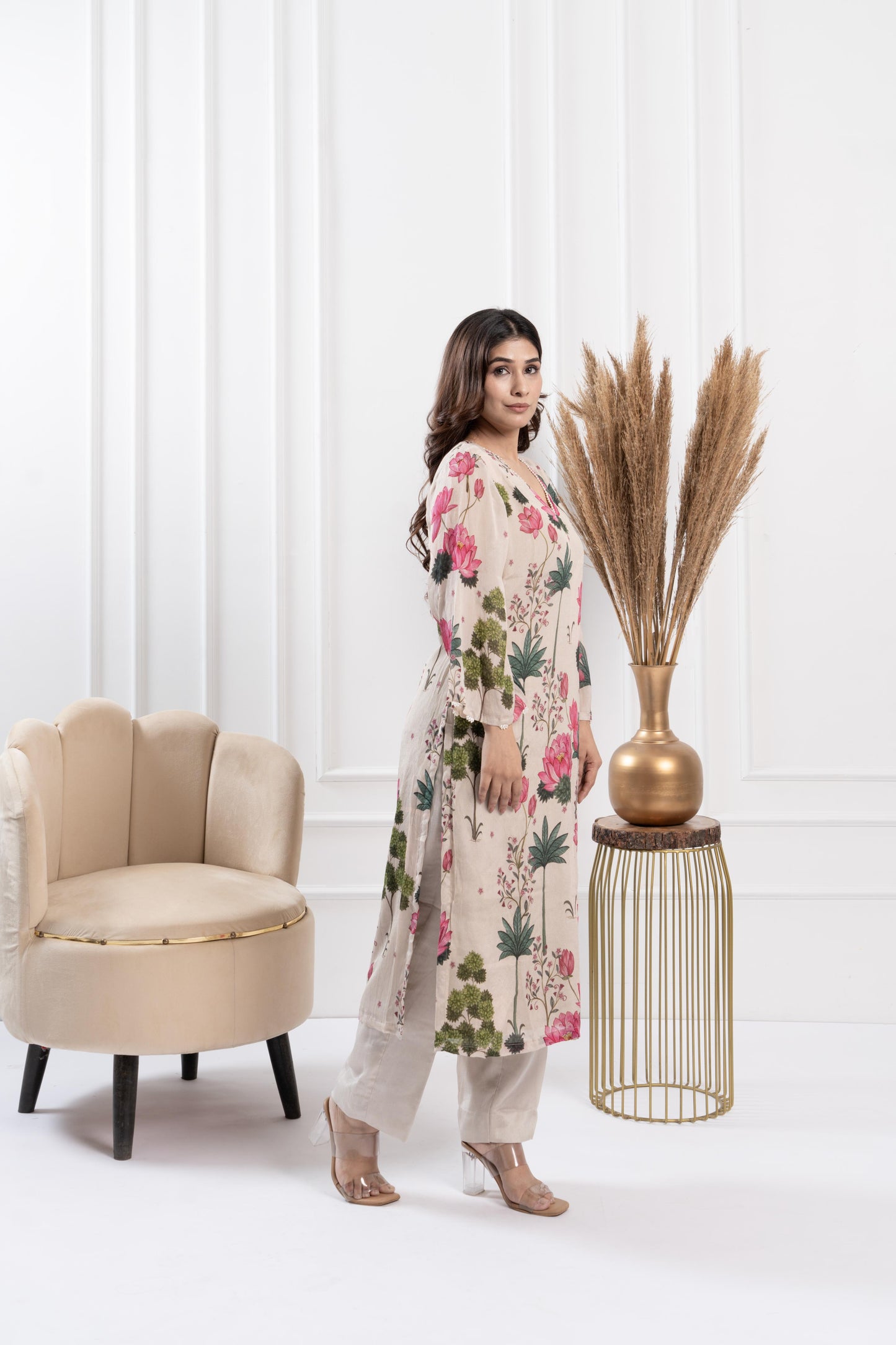 Misty Glass Neck Kurta Set