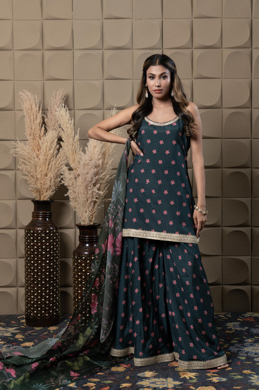 Moss Printed Garara Set