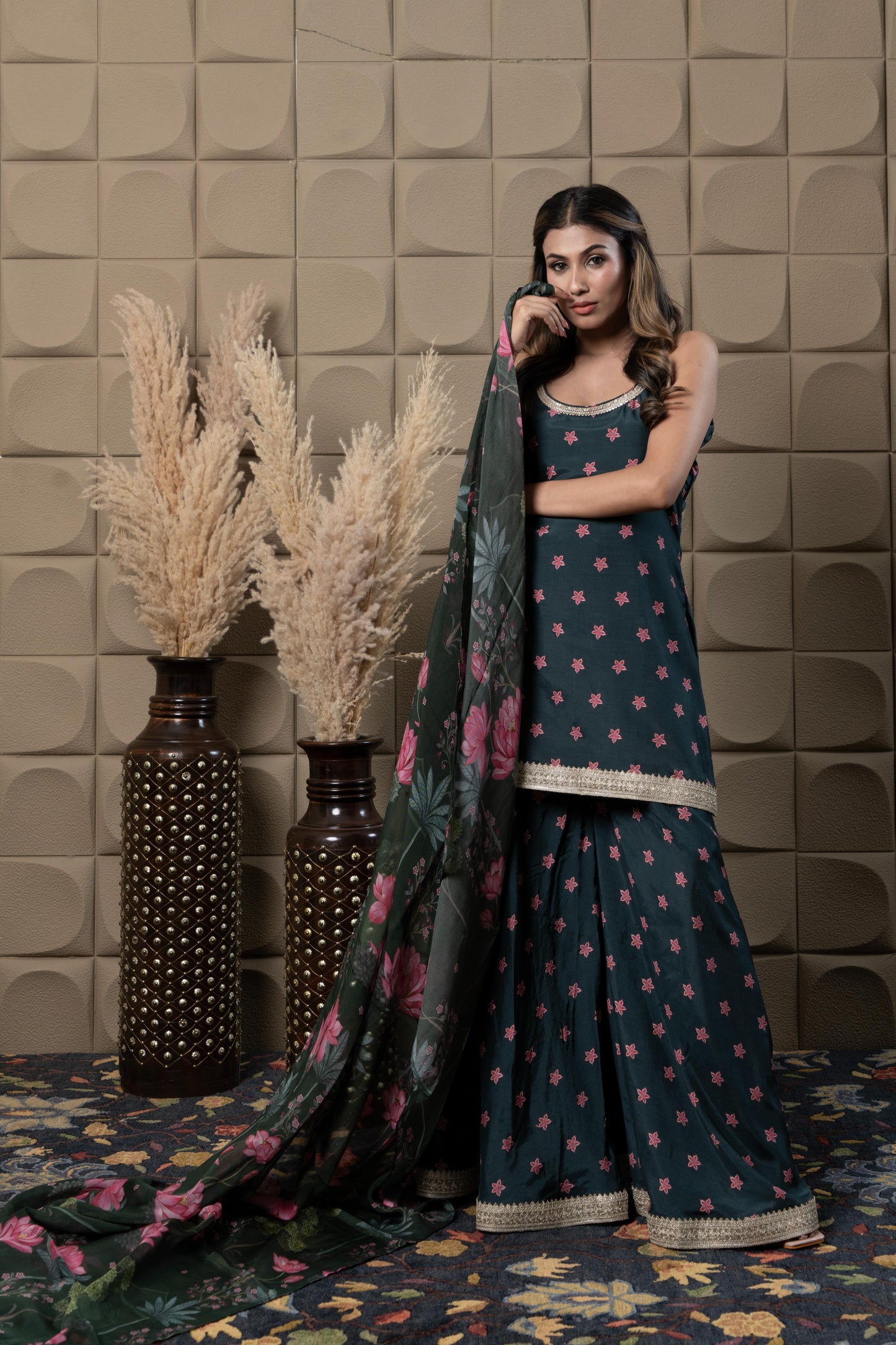 Moss Printed Garara Set