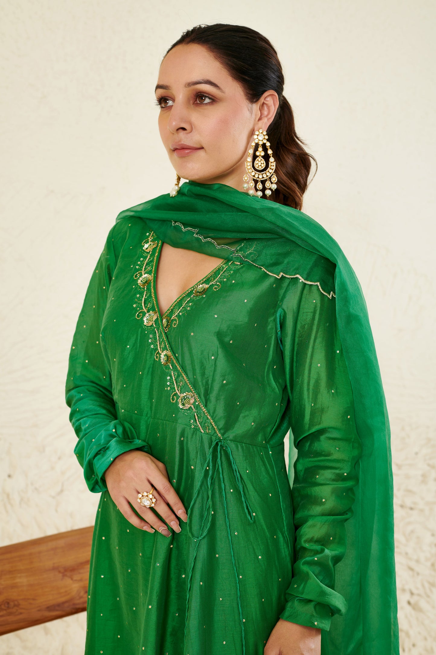Mehtab Green Angrakha Kurta Set