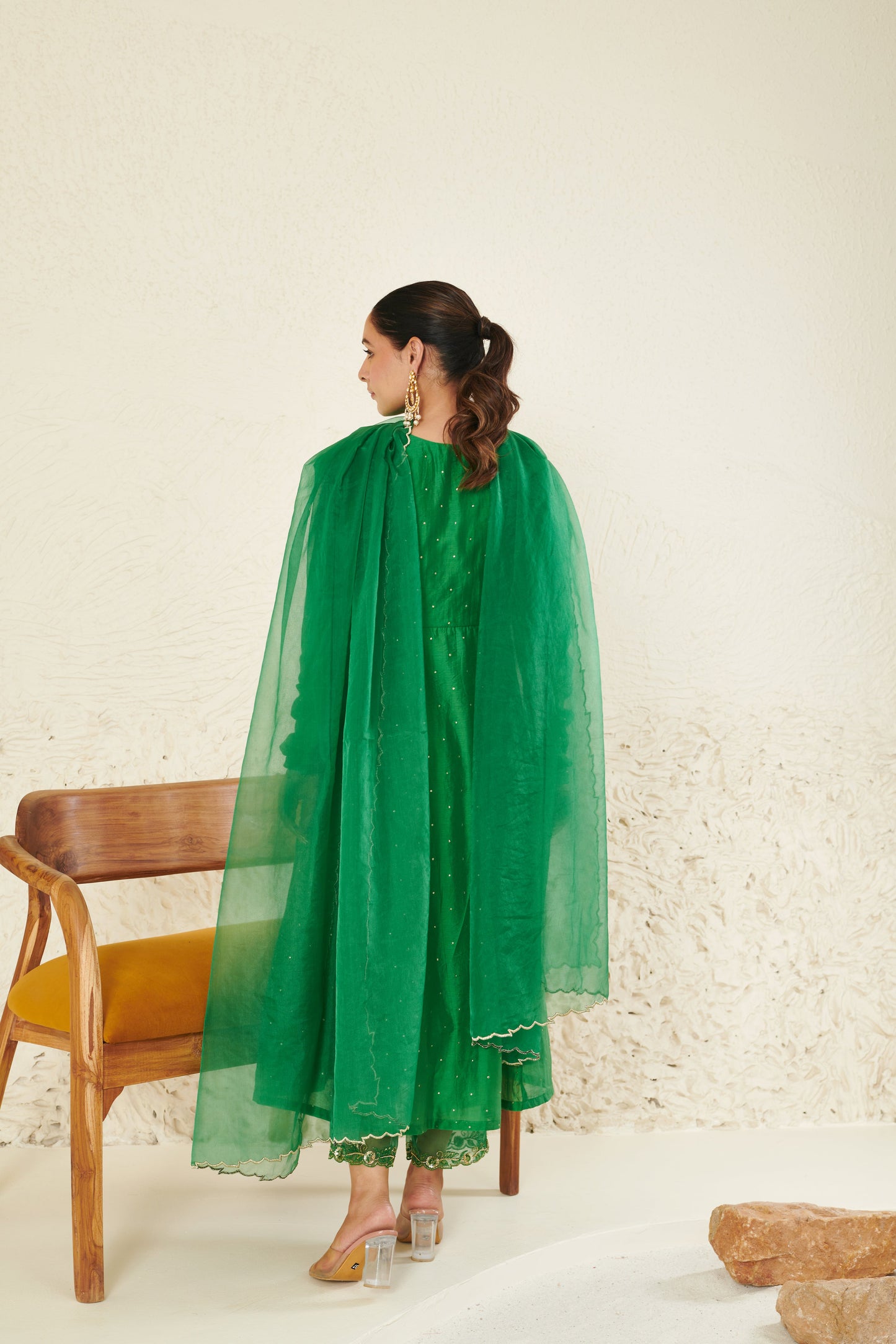 Mehtab Green Angrakha Kurta Set