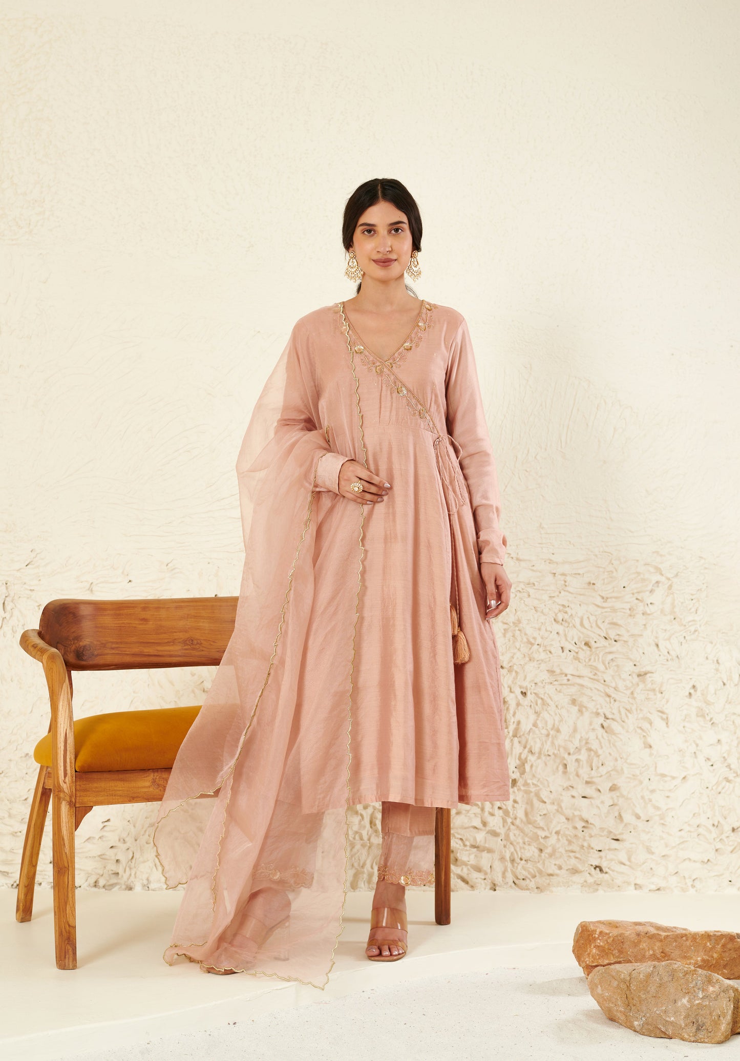 Mehtab Peach Angrakha Kurta Set
