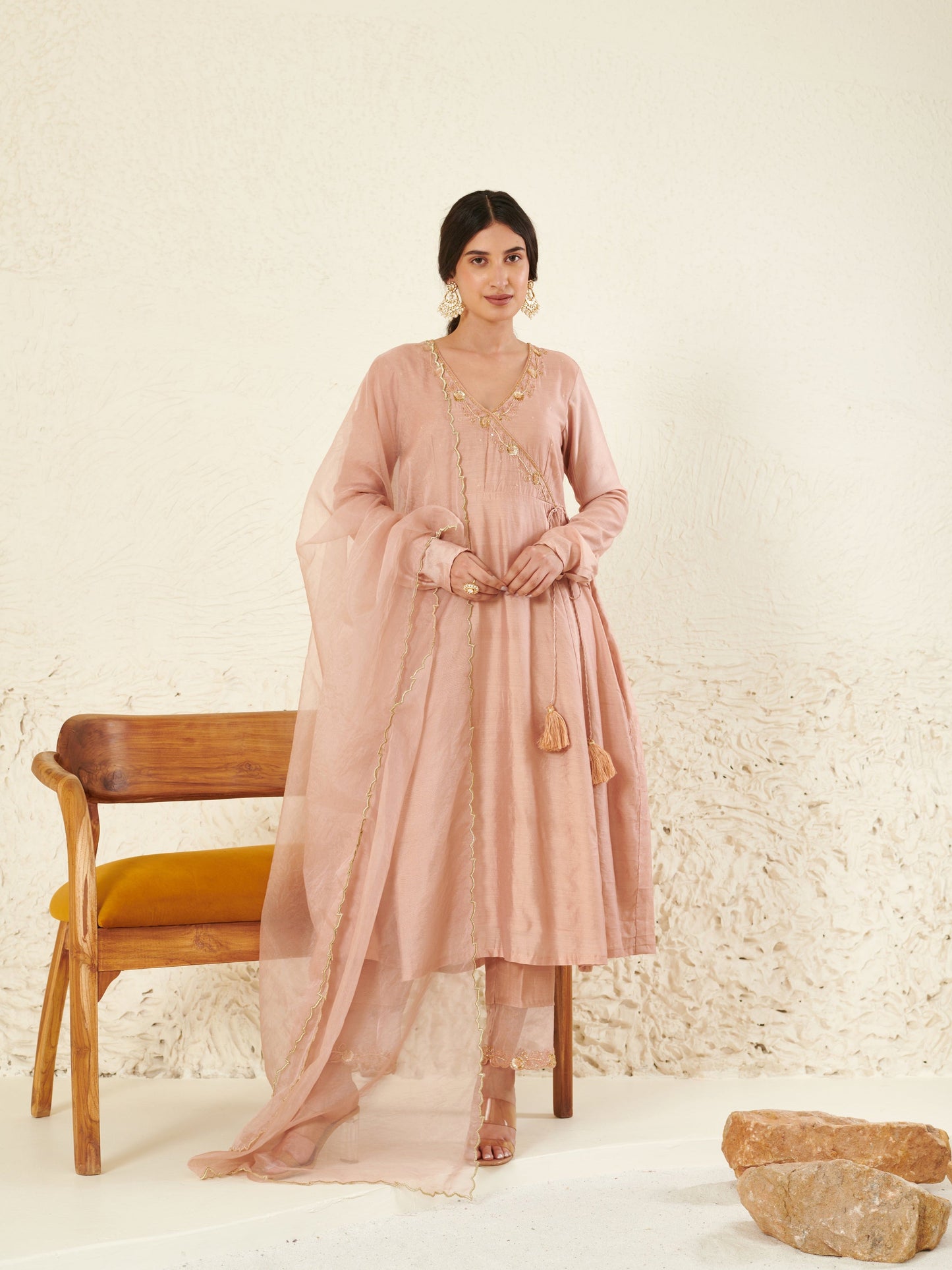 Mehtab Peach Angrakha Kurta Set