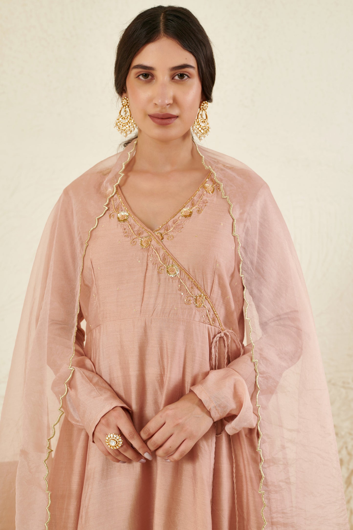 Mehtab Peach Angrakha Kurta Set