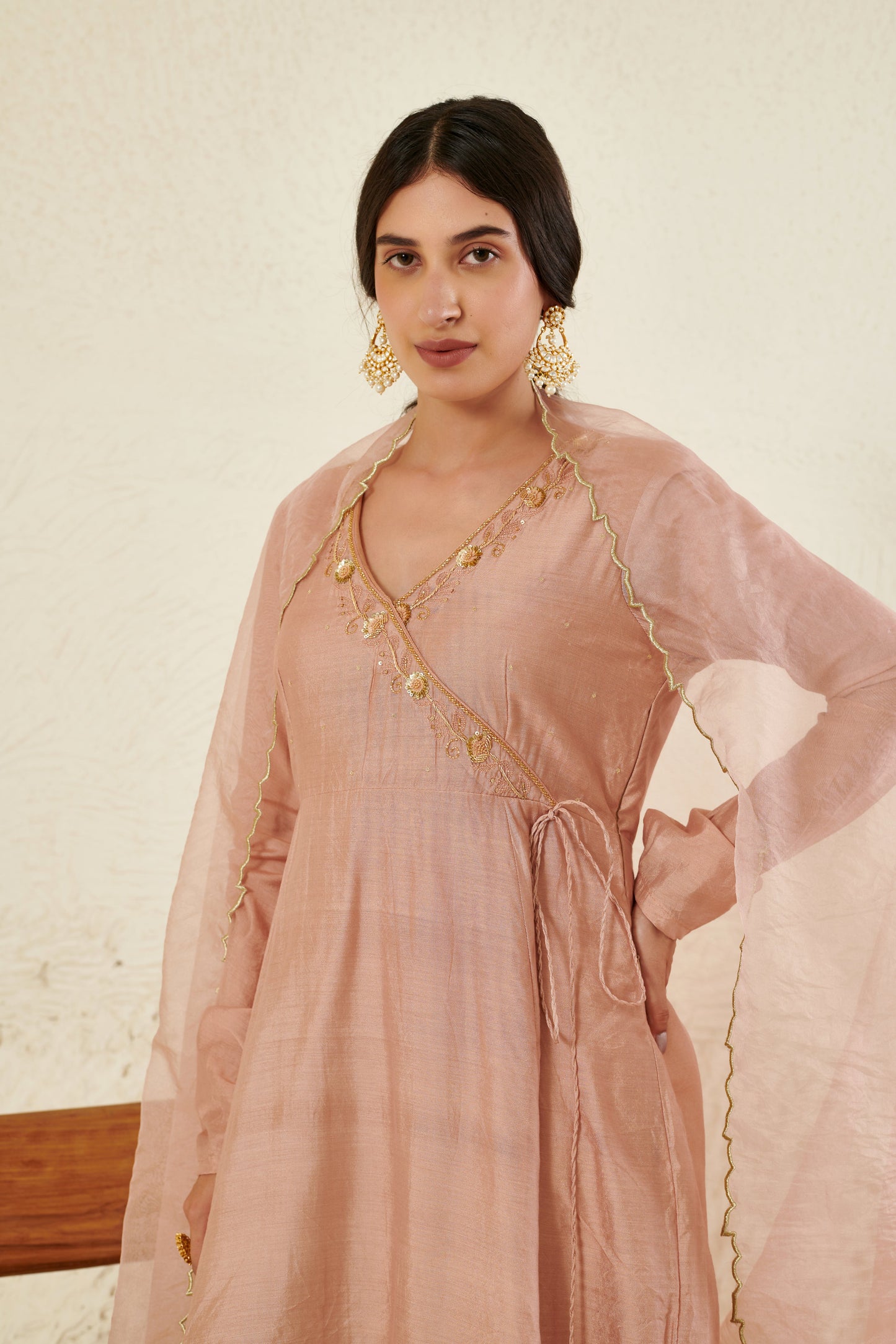 Mehtab Peach Angrakha Kurta Set