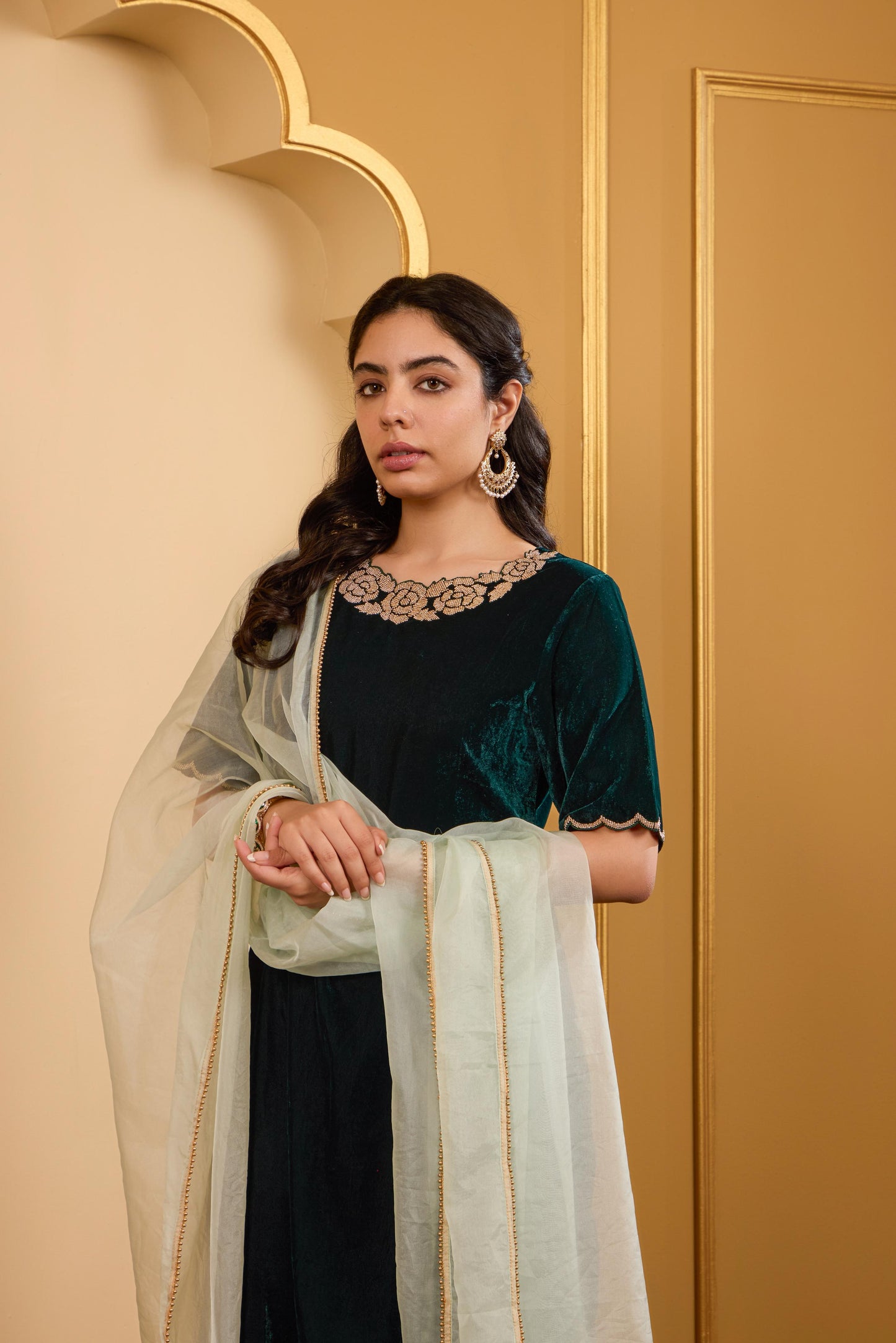 Green Rose Kurta Set