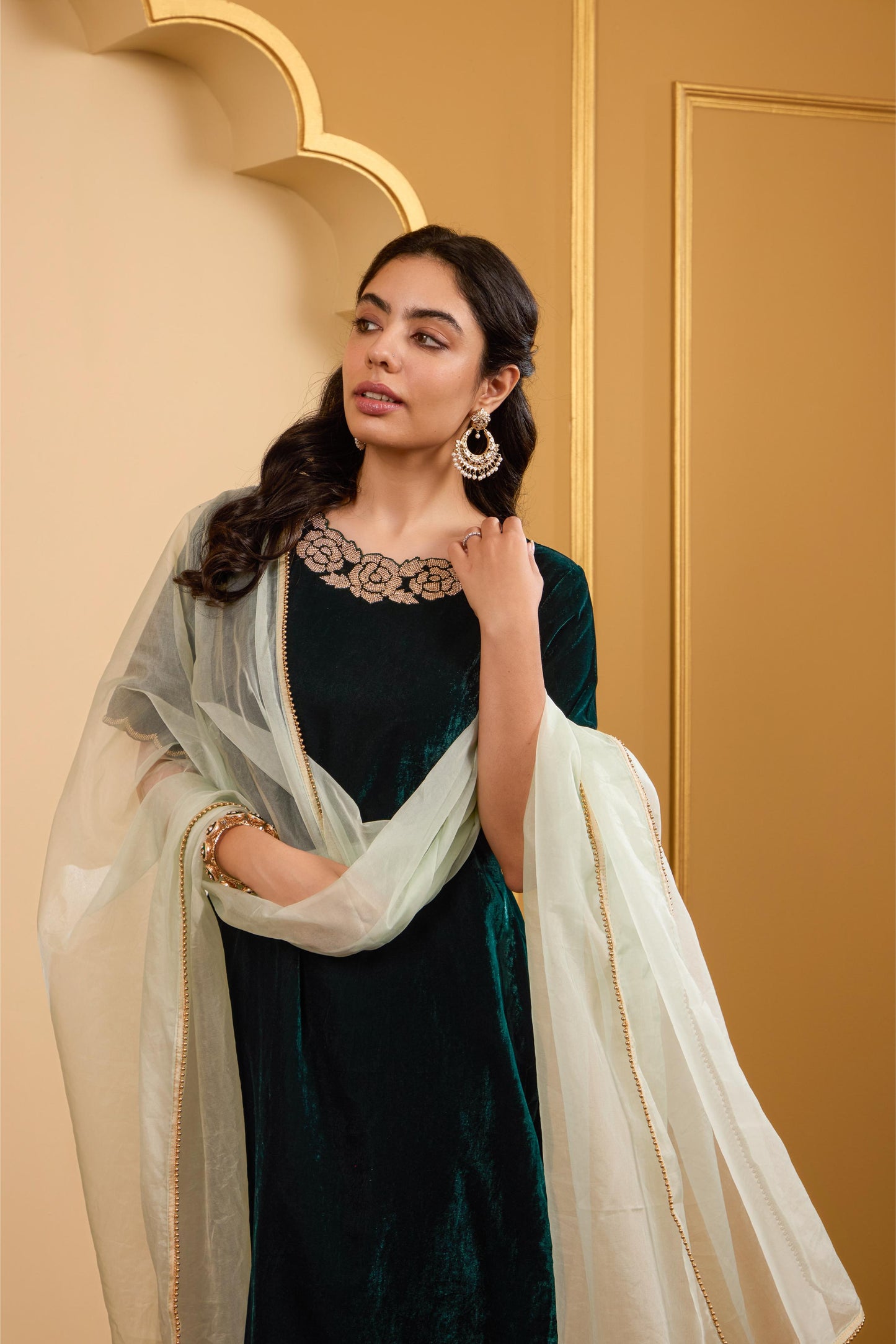 Green Rose Kurta Set