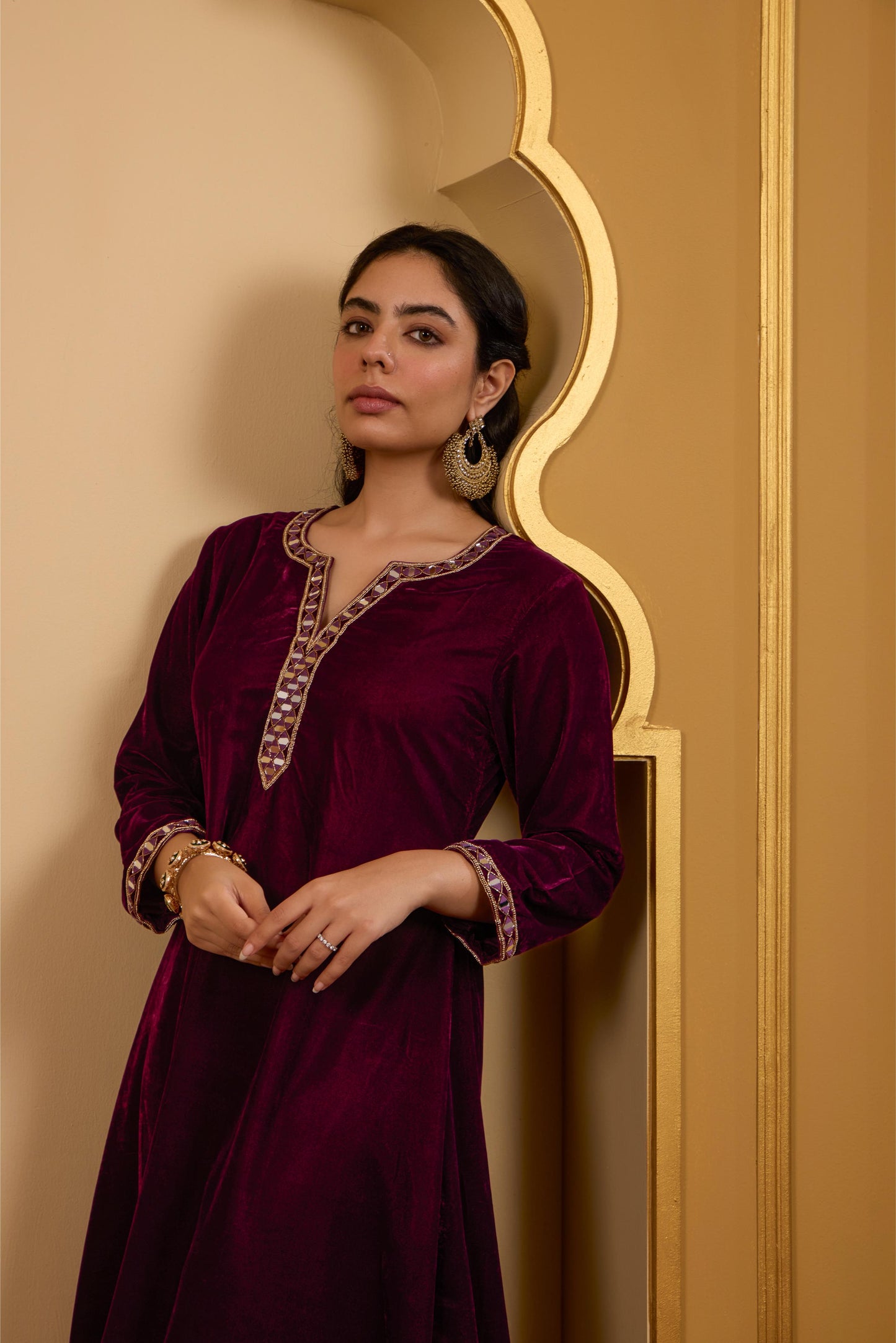 Maroon Mirror Kurta Set