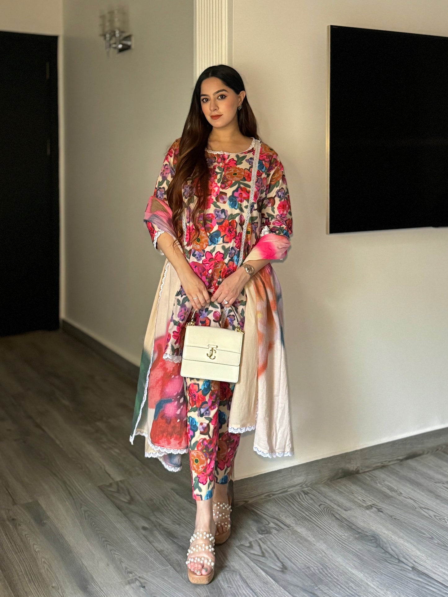 Ivory Spring Dusk Cotton Kurta Set