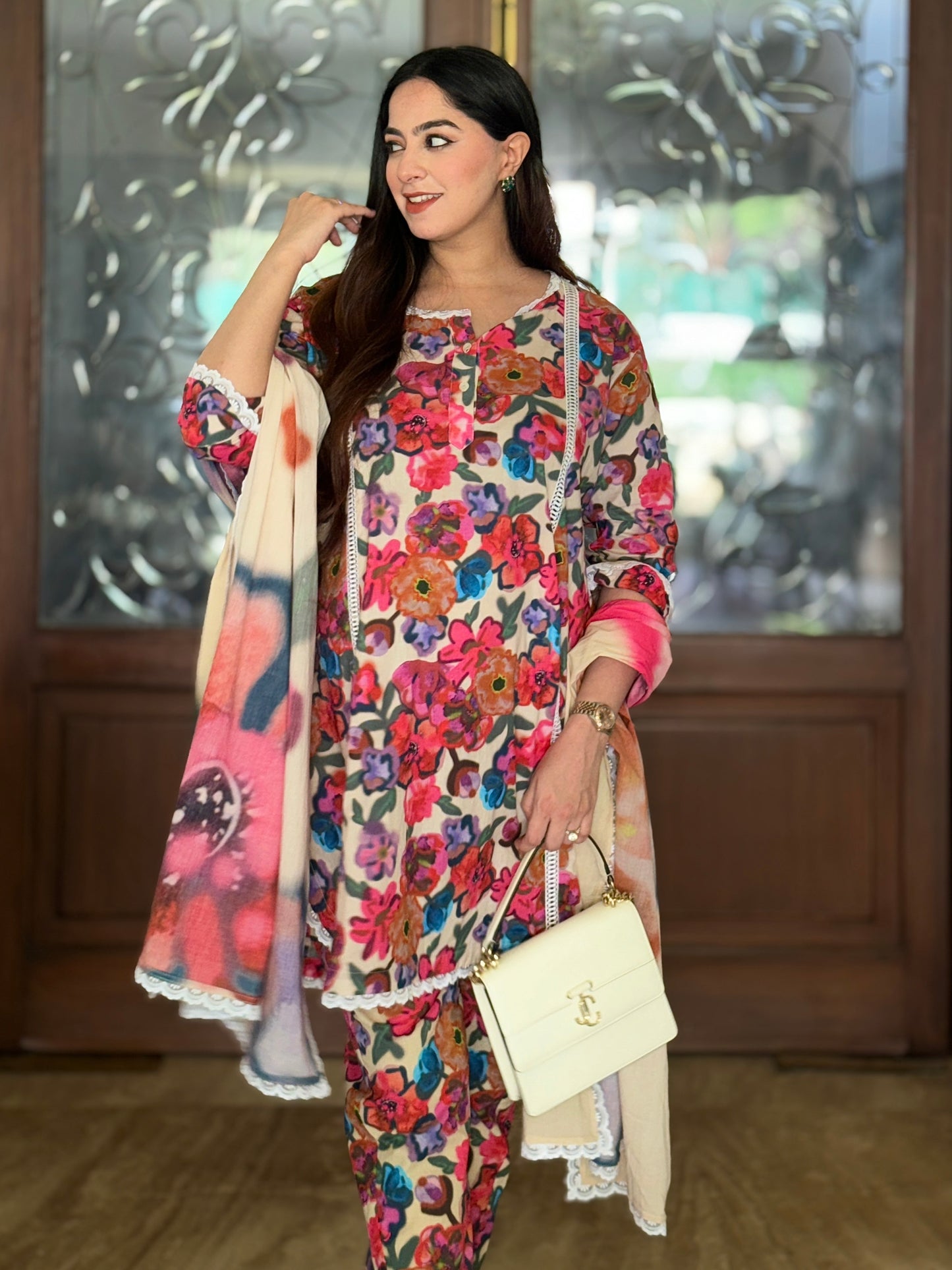 Ivory Spring Dusk Cotton Kurta Set