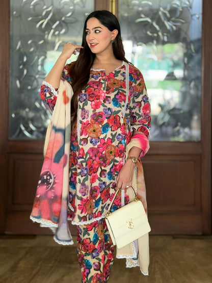 Ivory Spring Dusk Cotton Kurta Set