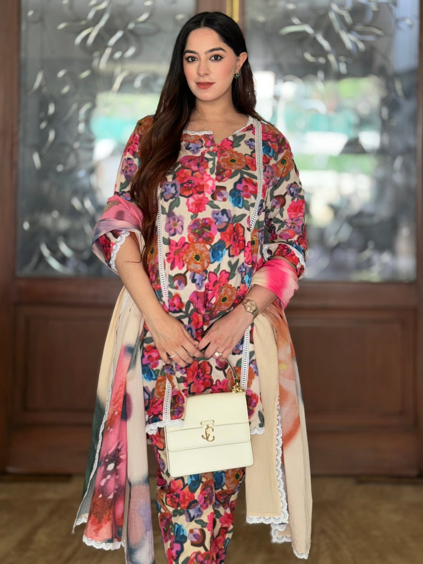 Ivory Spring Dusk Cotton Kurta Set