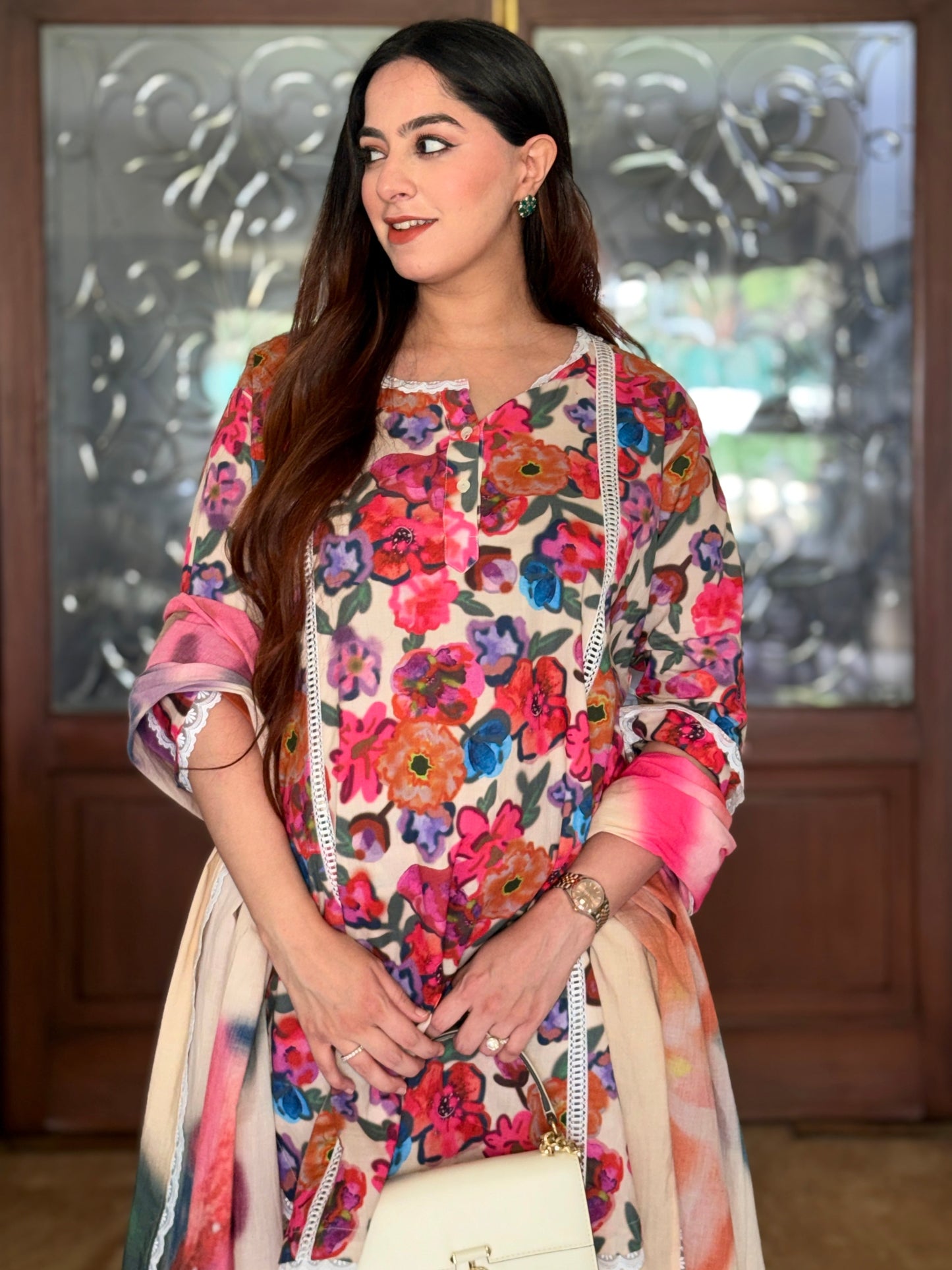 Ivory Spring Dusk Cotton Kurta Set