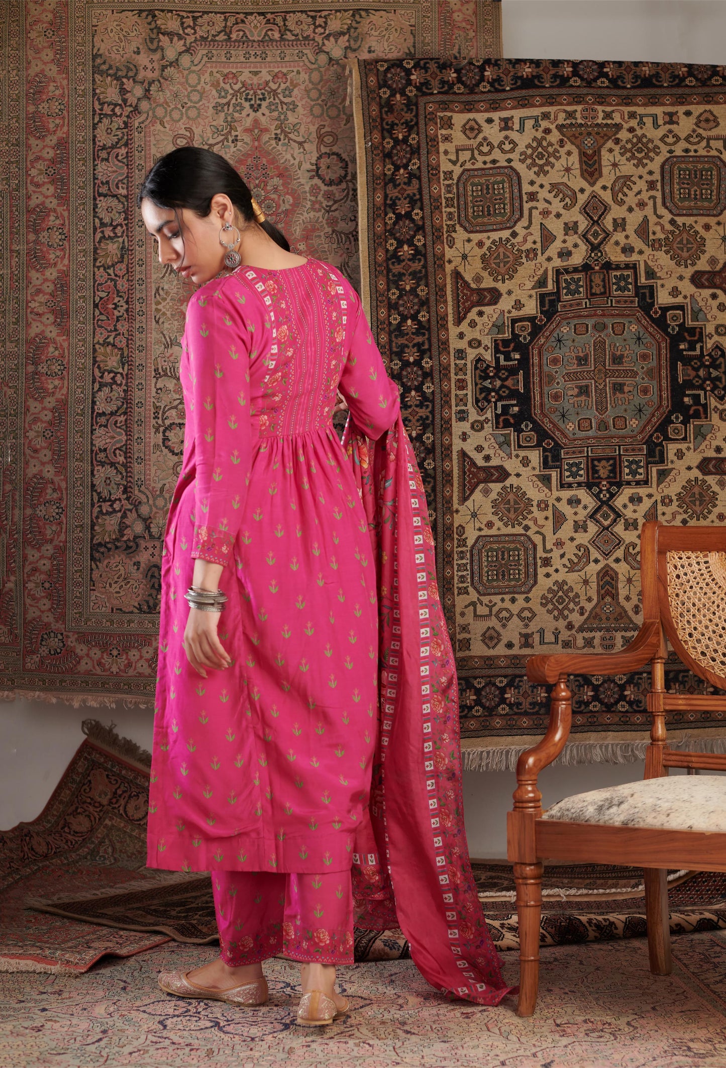 Gulzar Embroidered Hot Pink Kurta Set