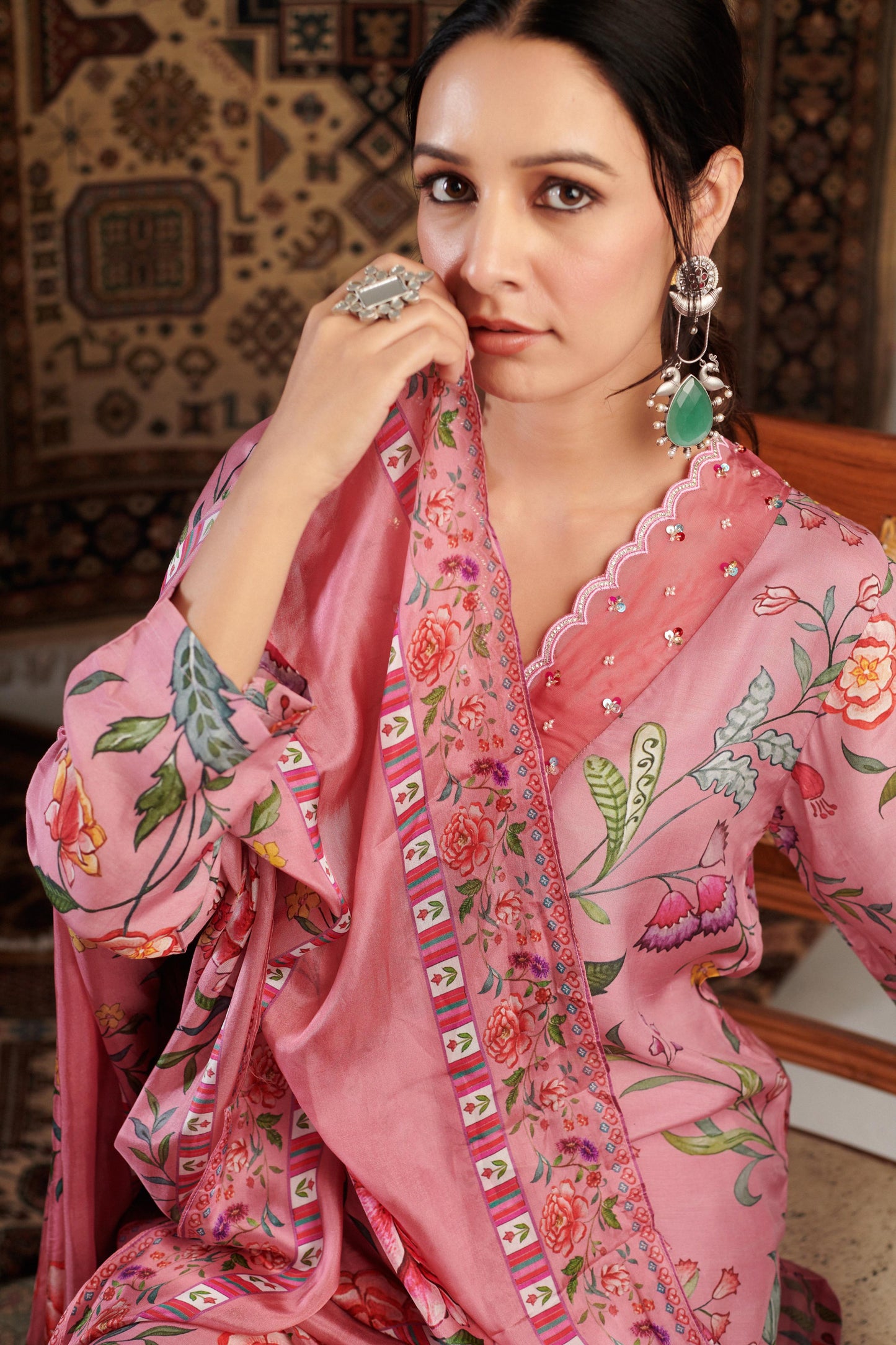 Gulzar Old Rose Kurta Set