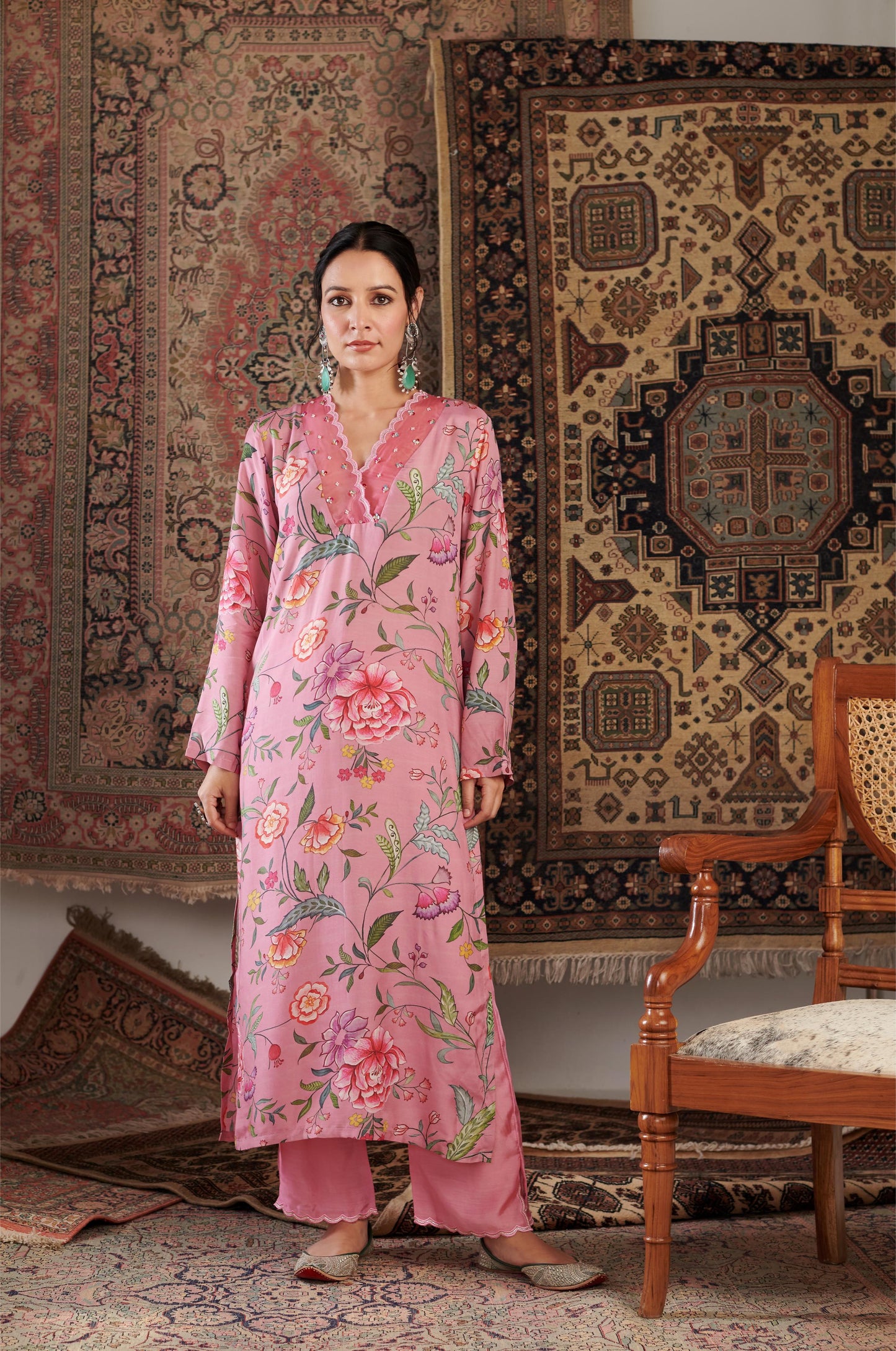 Gulzar Old Rose Kurta Set
