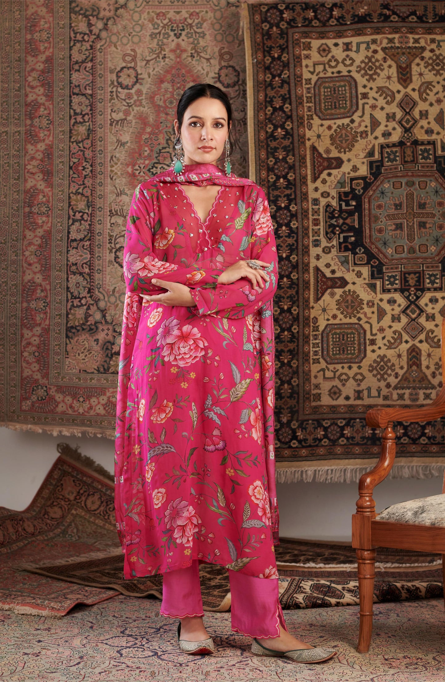 Gulzar Hot Pink Kurta Set