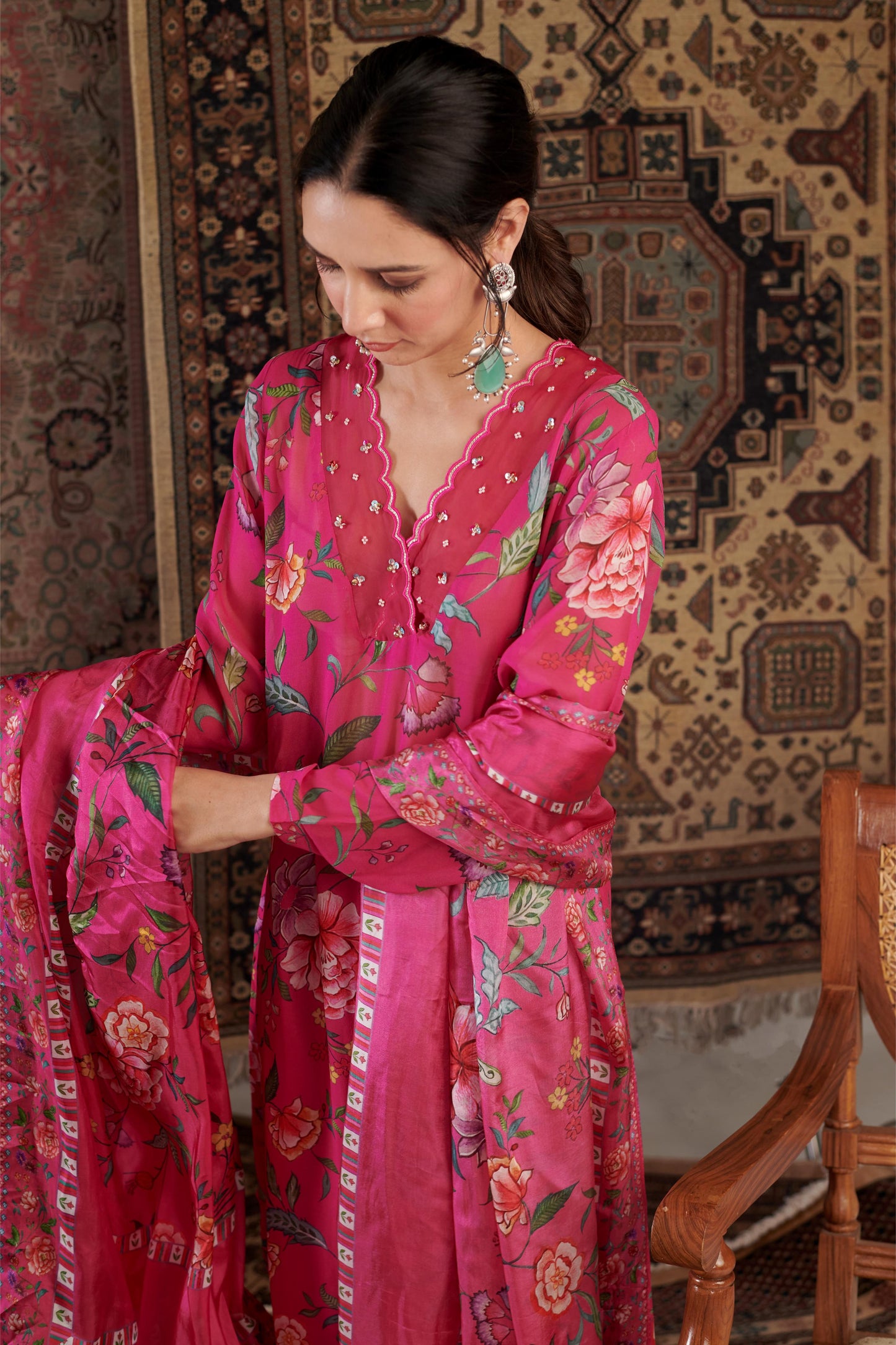 Gulzar Hot Pink Kurta Set