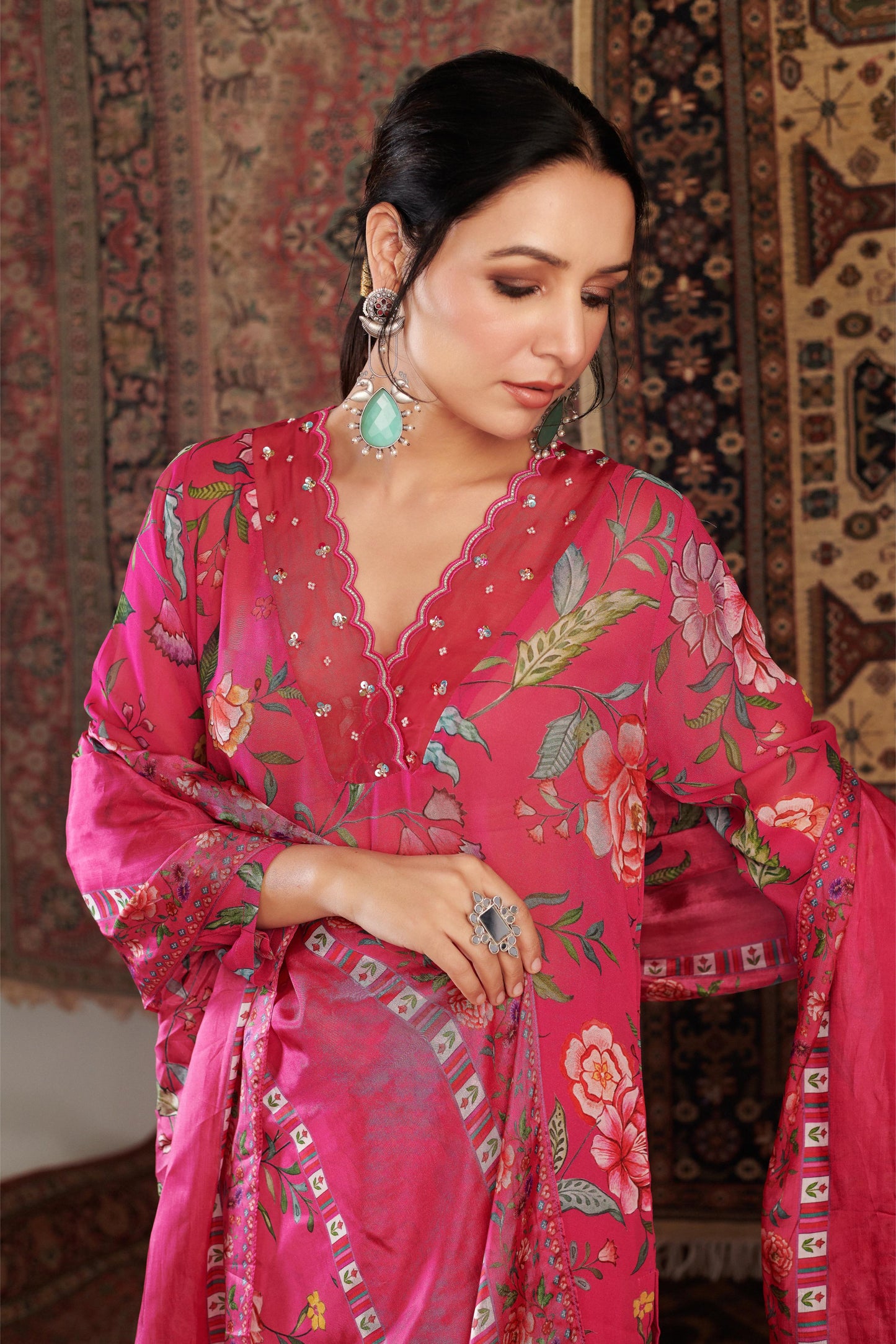 Gulzar Hot Pink Kurta Set