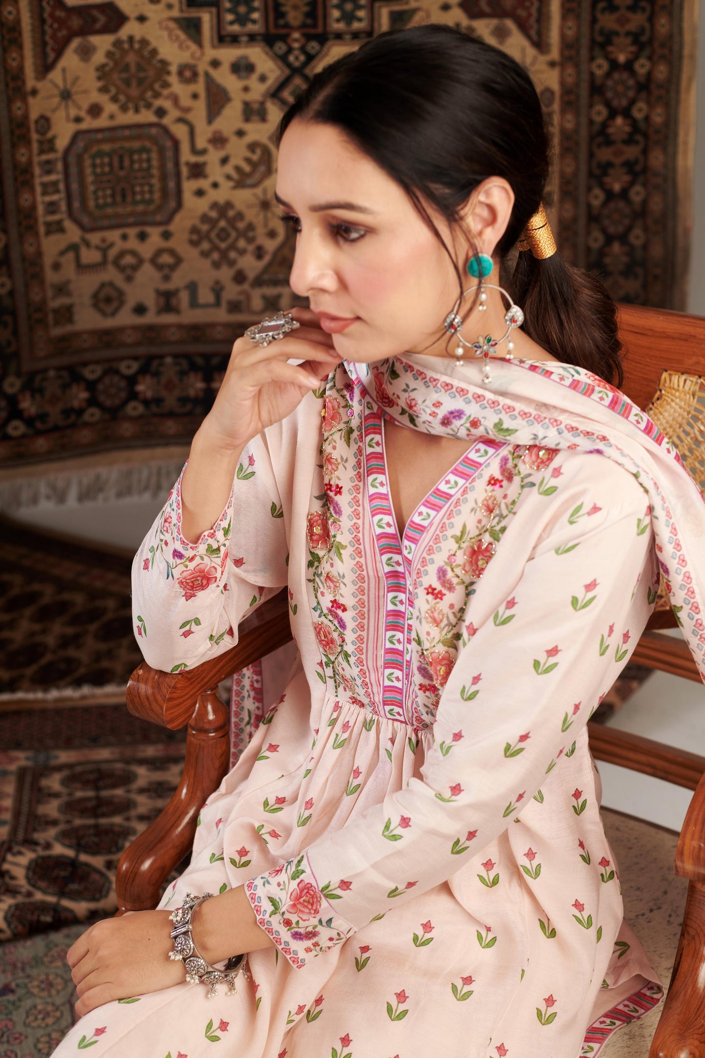 Gulzar Embroidered Ivory Kurta Set