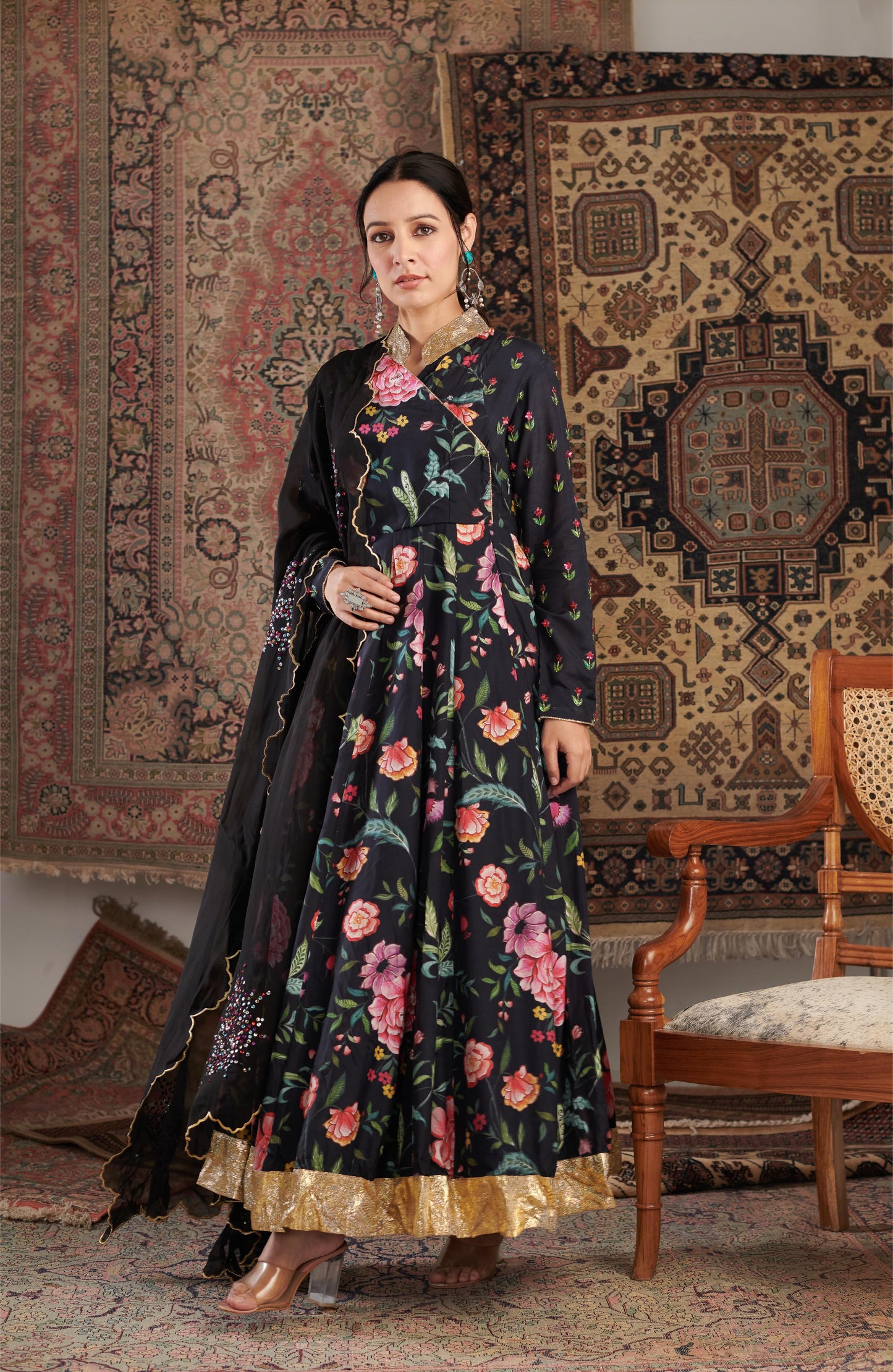 Gulzar Black Anarkali Set