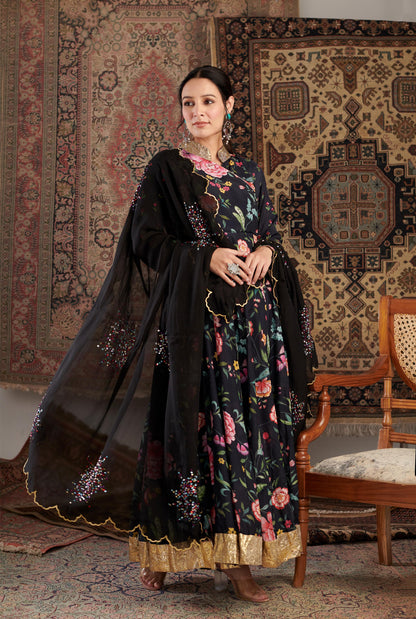 Gulzar Black Anarkali Set
