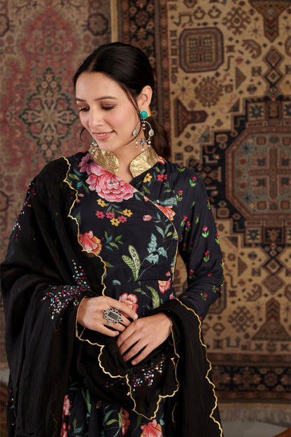 Gulzar Black Anarkali Set