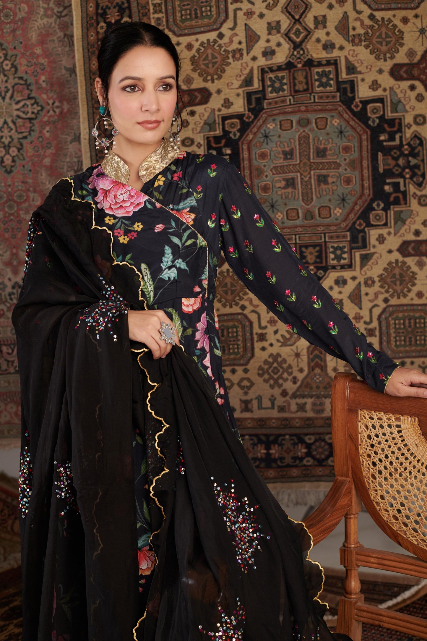 Gulzar Black Anarkali Set
