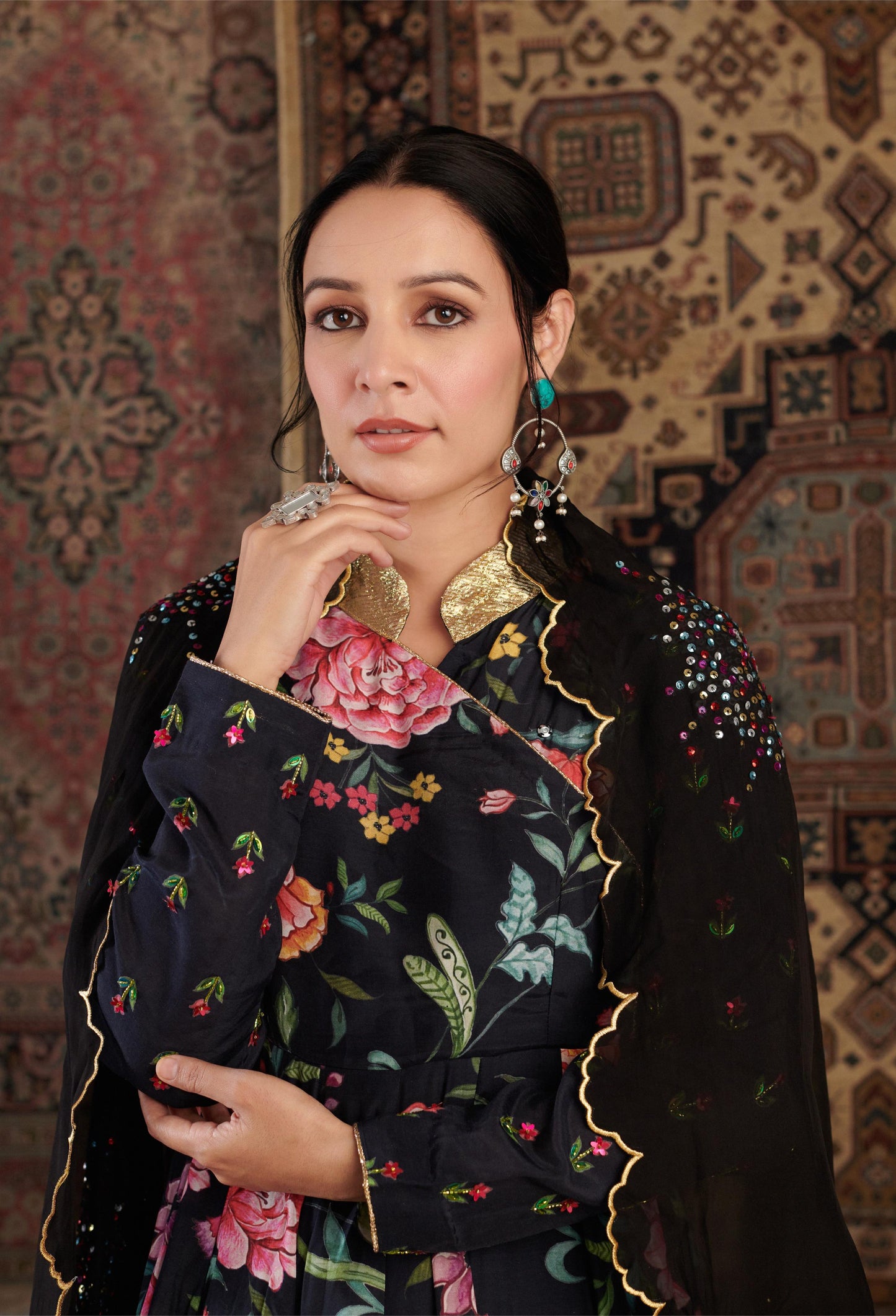 Gulzar Black Anarkali Set