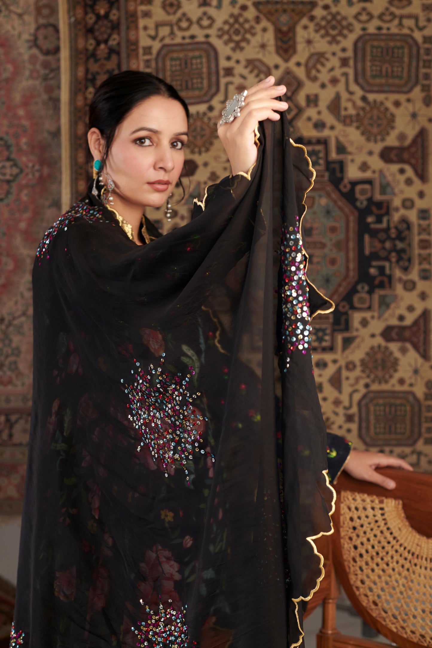 Gulzar Black Anarkali Set