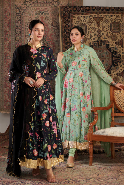 Gulzar Black Anarkali Set