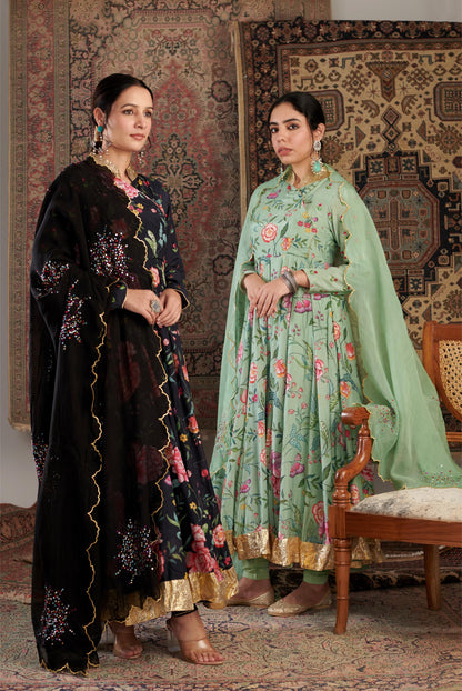 Gulzar Mint Green Anarkali Set