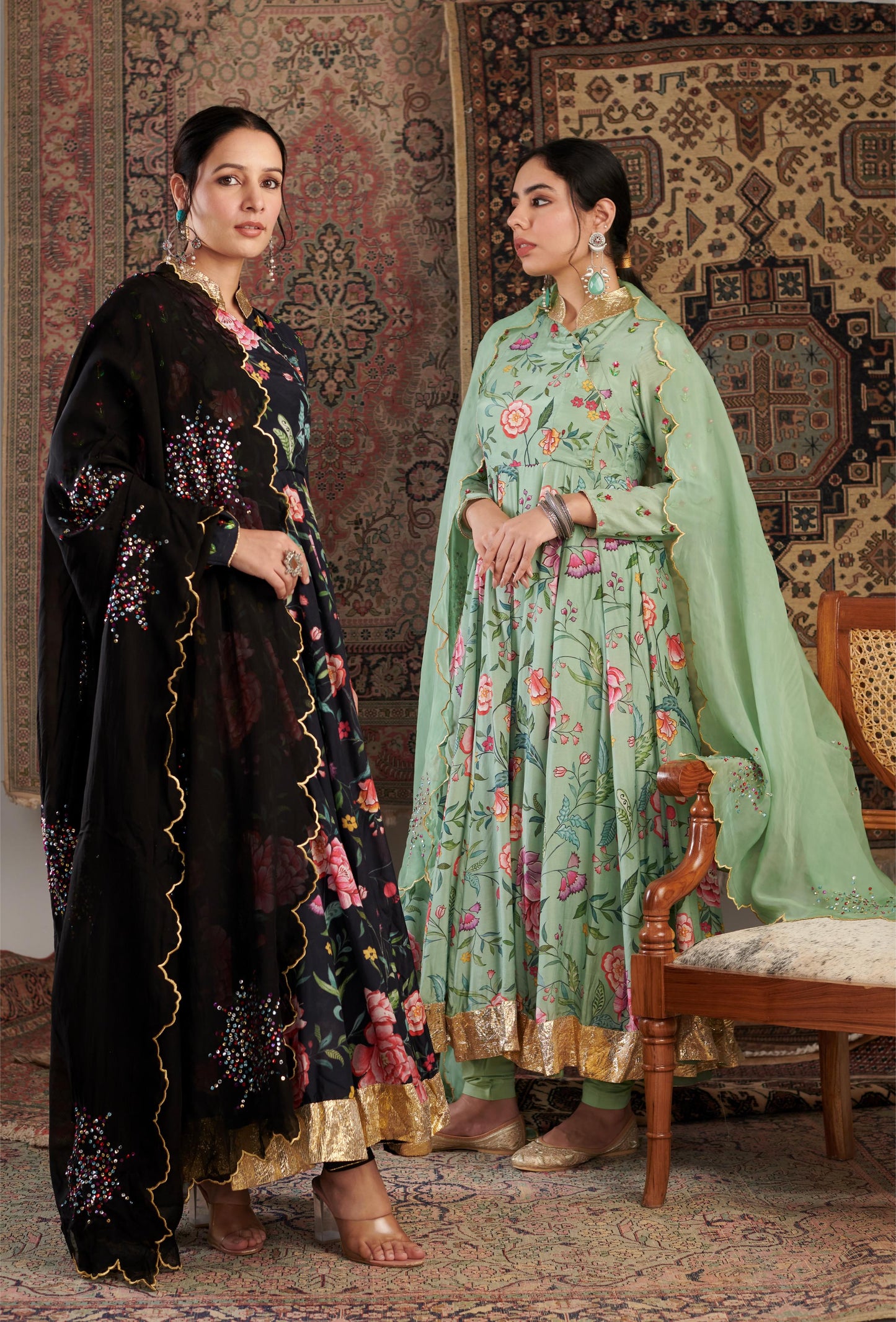 Gulzar Mint Green Anarkali Set