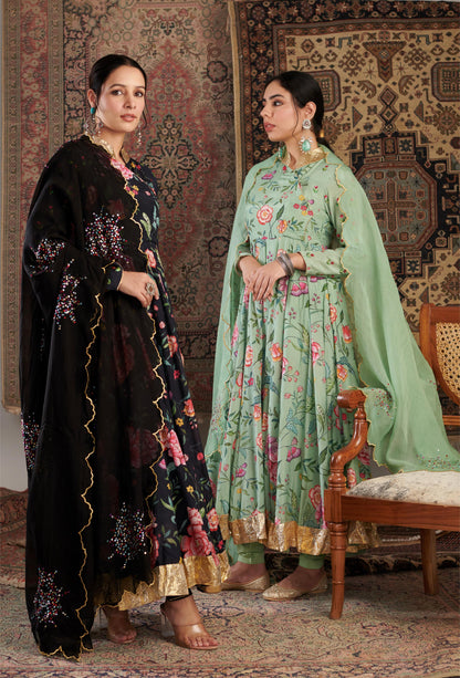 Gulzar Mint Green Anarkali Set