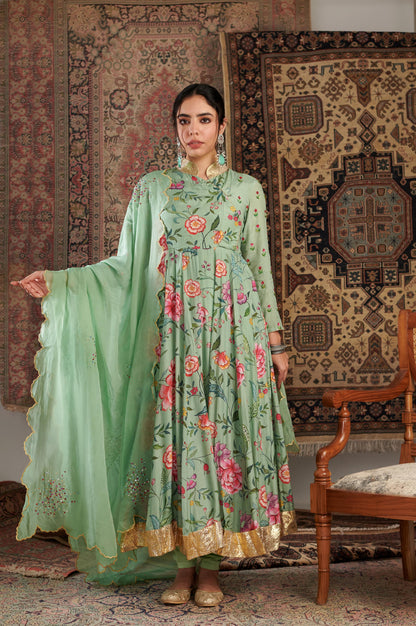Gulzar Mint Green Anarkali Set