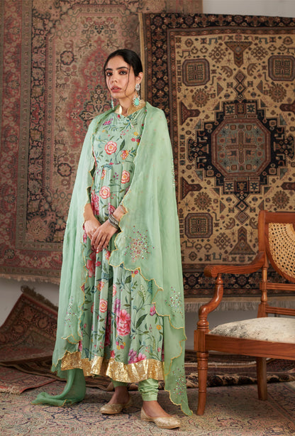 Gulzar Mint Green Anarkali Set