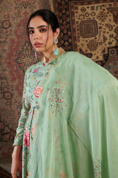 Gulzar Mint Green Anarkali Set