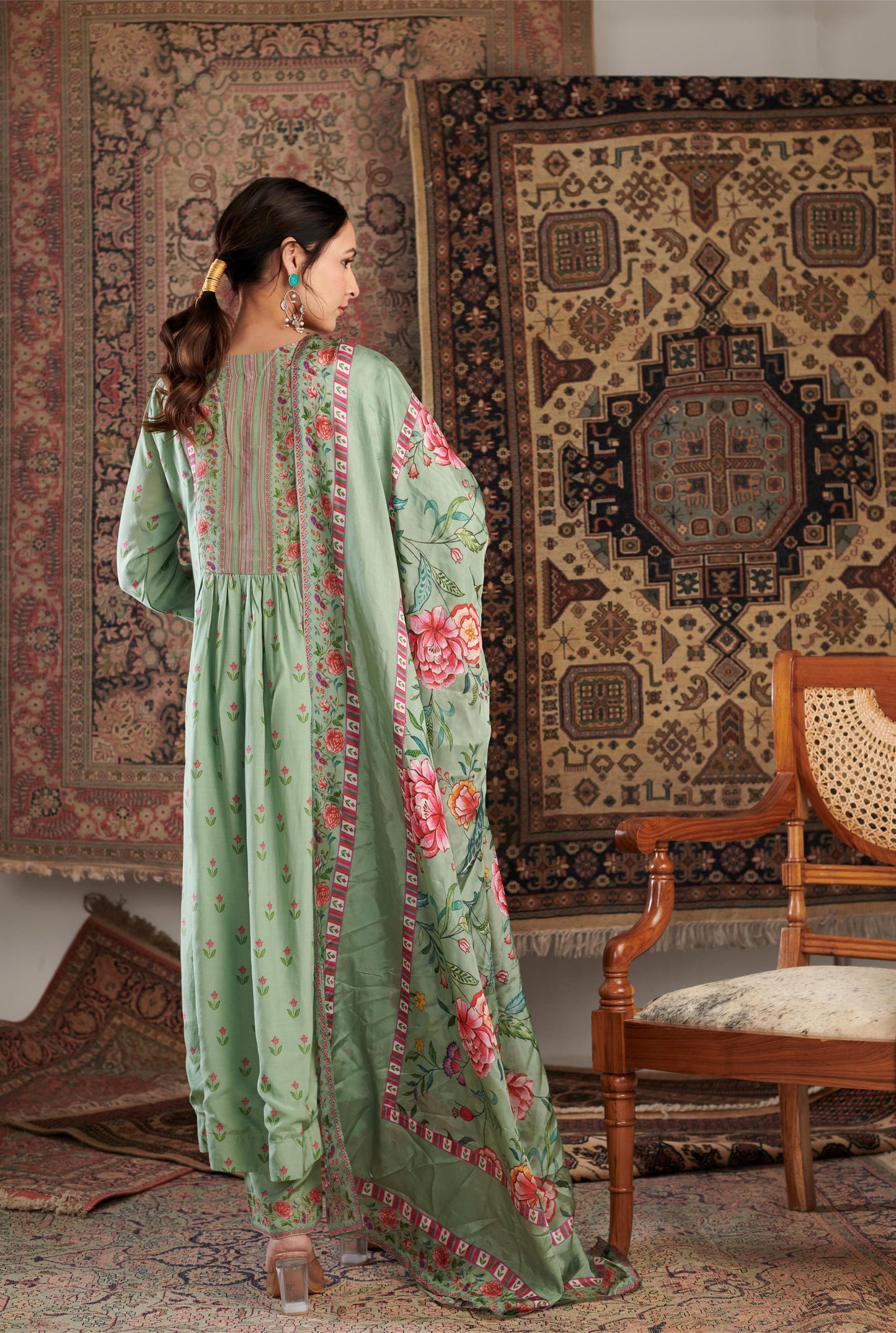 Gulzar Embroidered Mint Green Kurta Set