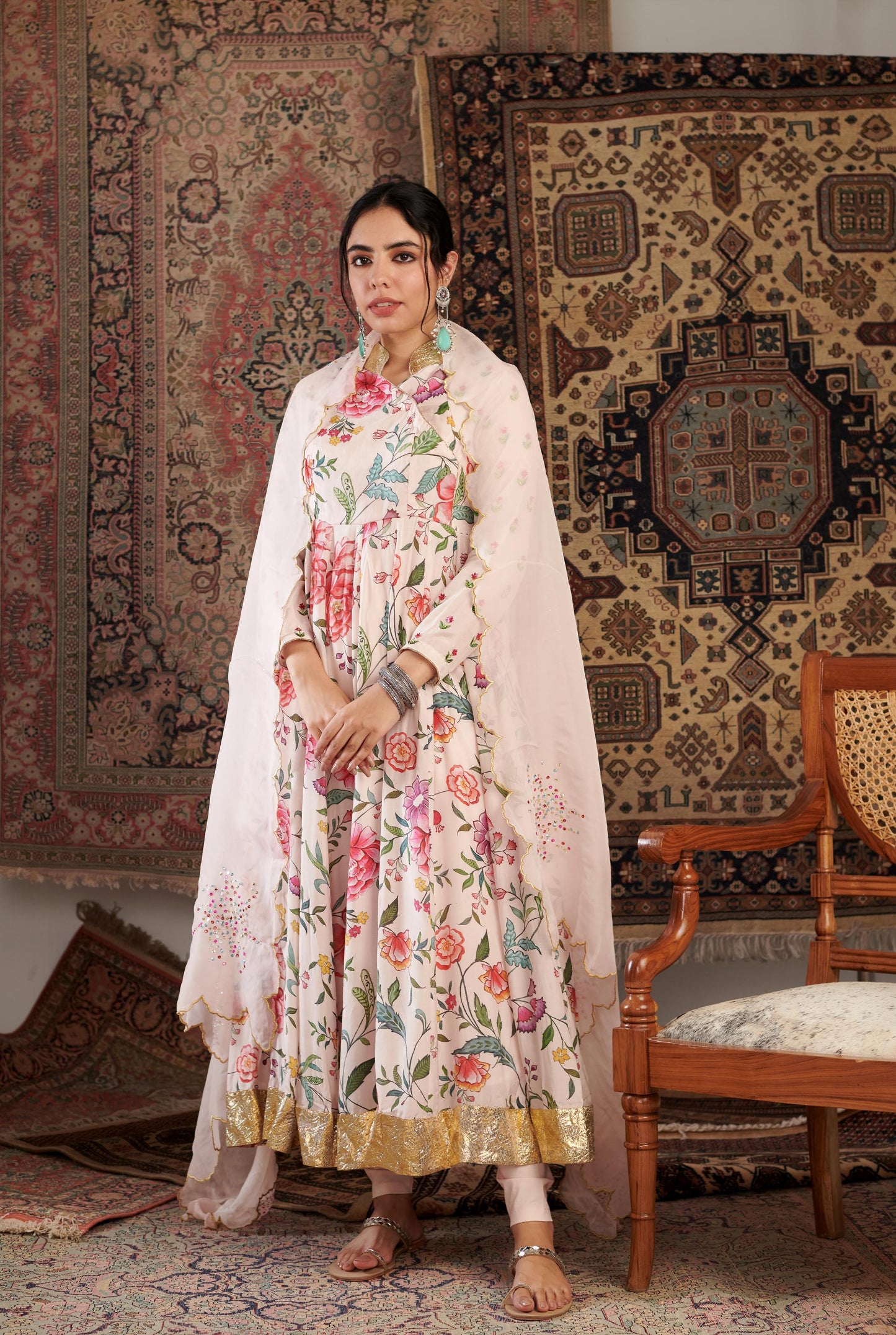 Gulzar Ivory Anarkali Set