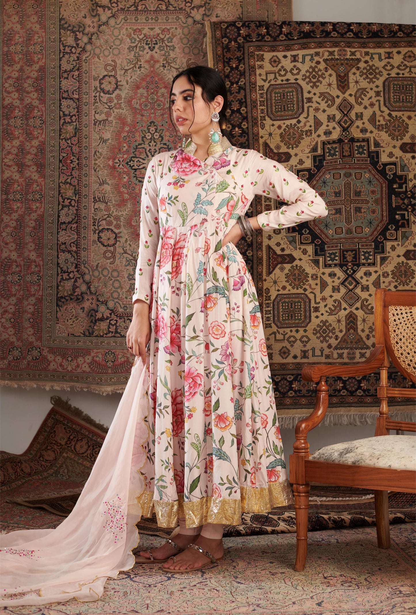 Gulzar Ivory Anarkali Set