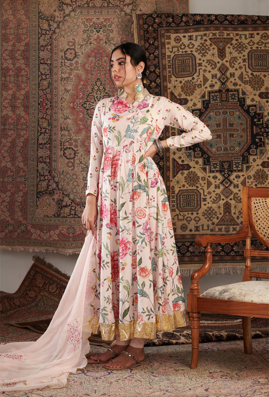 Gulzar Ivory Anarkali Set
