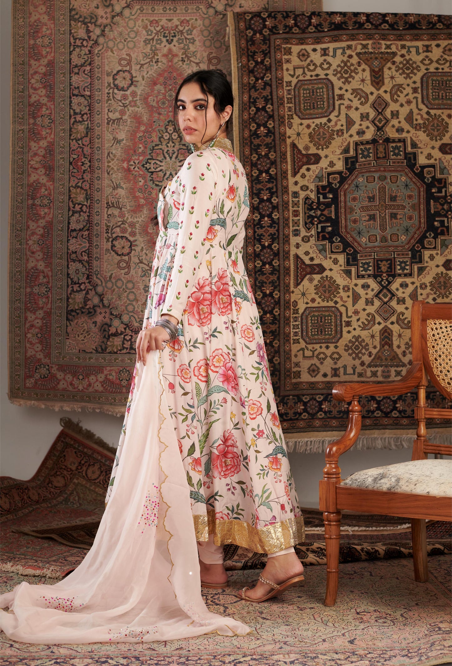 Gulzar Ivory Anarkali Set