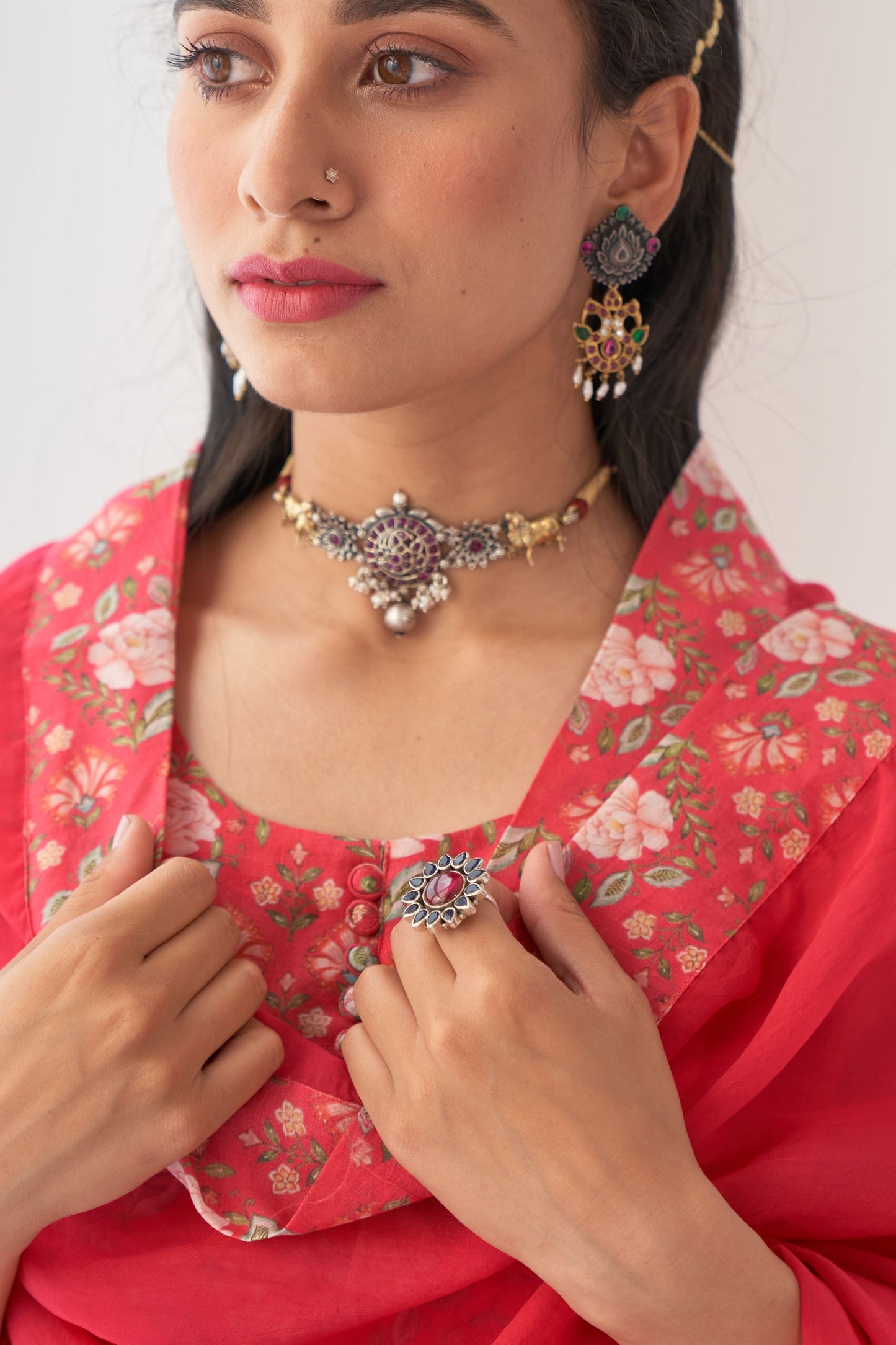 Ikaya Hot Pink Embroidered Sharara Set